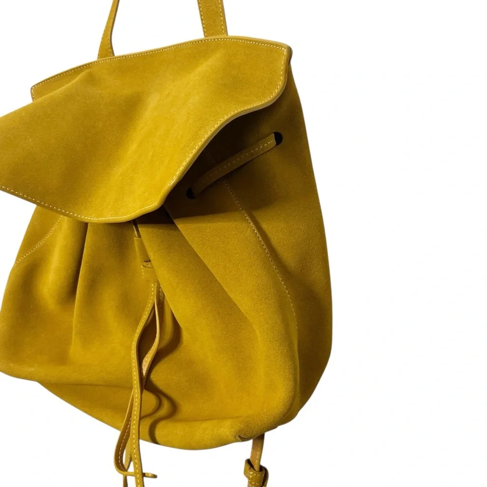 Mansur Gavriel Lady Bag Mustard Yellow Suede Structured Flap Crossbody Top Handl